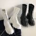 New Mid Calf Boots Women Autumn Winter Fashion Lace-up Ladies Chelsea Zipper Botas Mujer Boots Sports Platform Heel Ladies Shoes_vogvips.com