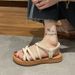 Upgraded New Roman For Women, Flat Elastic Soft Sole Summer Sandals, Women's Cross Strap Outdoor Sandals_vogvips.com