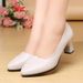 Comfortable Slip-On Work Pumps – Soft Leather Mid-Heel Shoes For Women (Black/Beige, 3cm Block Heel)_vogvips.com