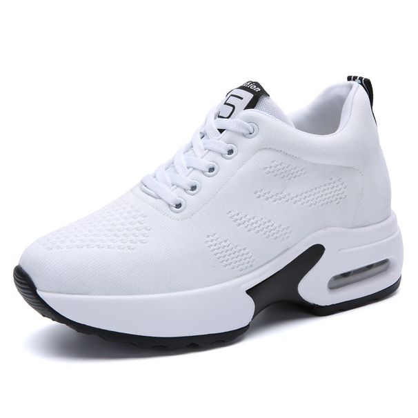 Women's Shoes With Inner Height Increase, Mesh Breathable Air-cushioned White Shoes_vogvips.com