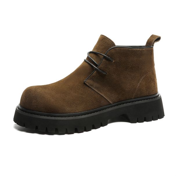 Martin Boots Men's Cow Anti-velvet Round Head Derby Shoes Retro American Thick-soled Heightening Lightweight Leather Shoes_vogvips.com