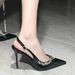 MTX Sandals For Women 2025 Spring New Fairy Patent Leather High Heels Stiletto Pointed Toe Rhinestone French Style Elegant_vogvips.com