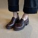 Sheepskin Round Toe Thick Sole Studded Slip On Deep Mouth Women S Autumn New Mid Heel Loafers_vogvips.com