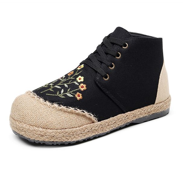 Sunflower Small Daisy Handcrafted Cotton Shoes, Mid-calf Anti-slip Cloth Shoes, Cotton And Linen Student Canvas Shoes_vogvips.com