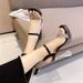 Women's High-heeled Sandals 2026 New Summer Style With Waterproof Platform, Chunky Single Strap, Rhinestones,_vogvips.com