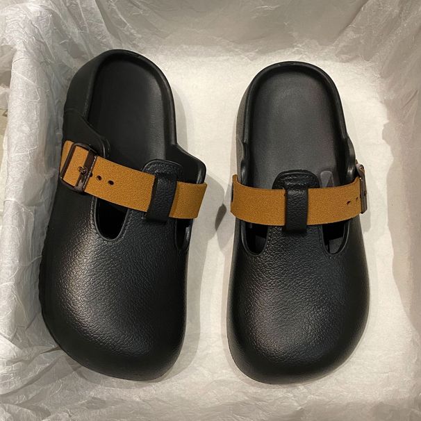 Bebealy Fashion EVA Beach Sandals Women With Double Buckle Pool Slippers Clogs Slippers Women Anti-Slip And Durable Garden Shoes_vogvips.com