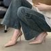 French Style High Heels Peep Sandals For Women 2025 Spring Summer New Elegant Stiletto Pointed Toe Black Single Shoes To_vogvips.com