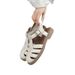 Retro Closed-Toe Sandals For Women 2024, Genuine Leather, Korean Style, Woven, Single-Strap Buckle, Casual Soft Sole_vogvips.com