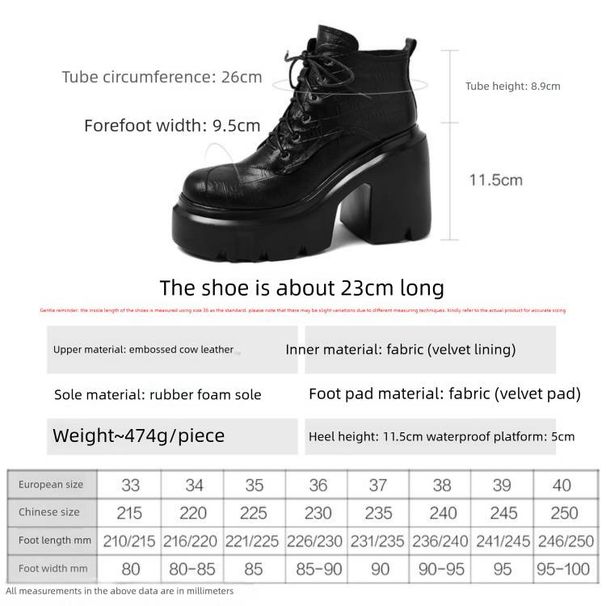 Cameido Embossed Cowhide Waterproof Platform Height-Increased Thick-Soled Dr. Martens Boots For Women 2025 Winter Lace-Up Chunky-Heeled Ankle Boots_vogvips.com