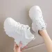 White Platform Women S Sneakers Spring Lace Up Thick Bottom Vulcanize Woman Pu Leather Breathable Sports Sho_vogvips.com