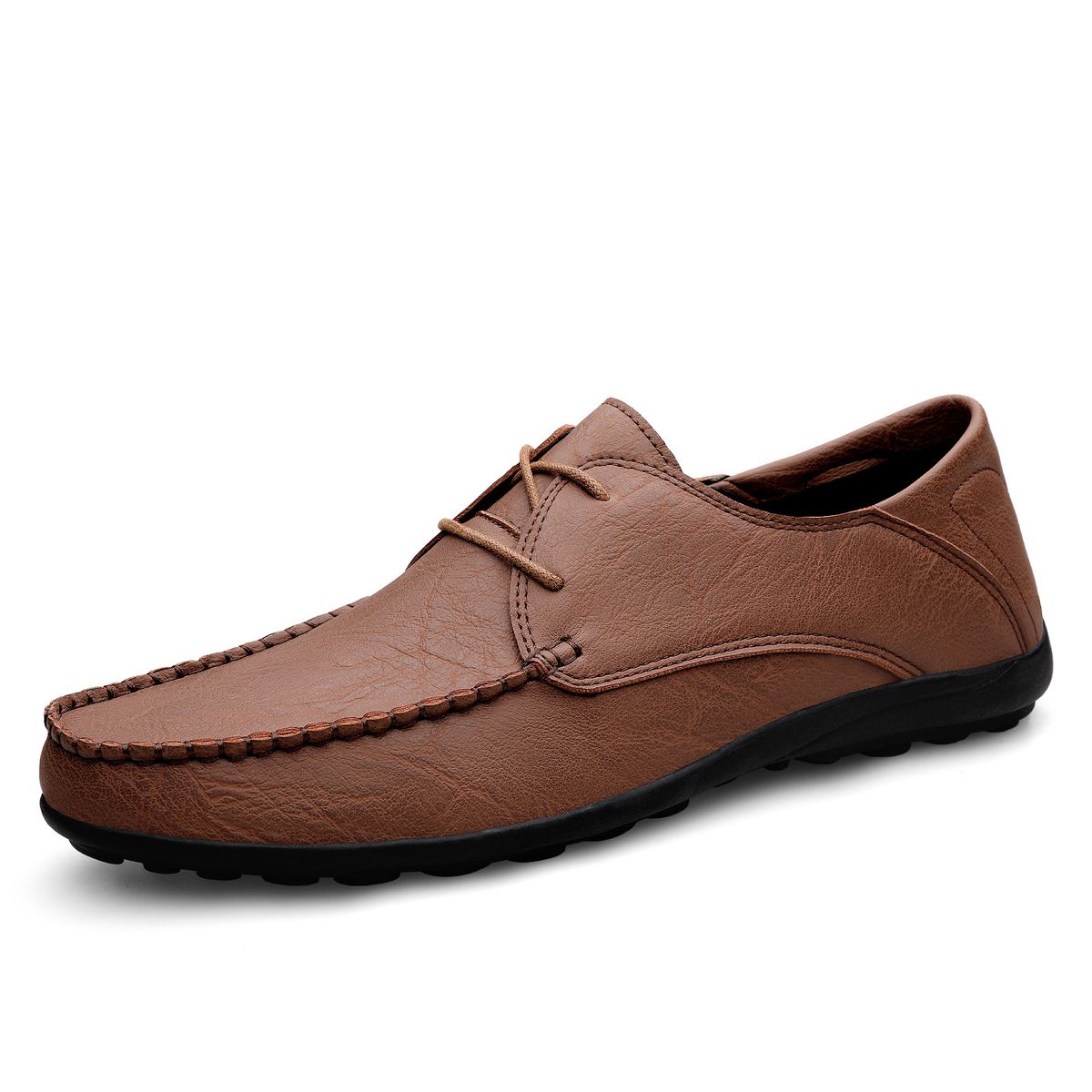 Unbeatable Quality Large Size Microfiber Lace Up Loafers, 2025 Spring/summer New Style, Fashionable Bean Shoes, Classic Men's Leather Shoes_vogvips.com