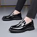 Casual Leather Shoes Men, Perforated One Foot Stomping, Loafers, Fashionable Trendy, Shiny Leather, Big Toe Shoes,_vogvips.com