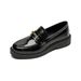 Black Small Leather Shoes Women's Retro College Style Platform Loafers One-pedal Single Shoes Women_vogvips.com