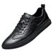 Men's Casual Lace-up Board Shoes Transparent First-layer Cowhide Shoes Shallow Mouth Round Head Flat Bottom White_vogvips.com