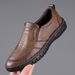 Euro Step Men's Casual Spring Leather Soft Sole Middle-aged Dad Work Driving Single Shoes Breathable Comfortable_vogvips.com