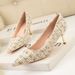 869-15 European And American Style Fashion Simple Plaid Stiletto High Heel Shallow Pointed Toe Sexy Nightclub Slimming_vogvips.com