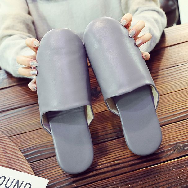 Women's Shoes New Home Wooden Floor Leather Slippers Home Baotou Home Men And Women Indoor Silent Non Slip Spring And Autumn Slippers_vogvips.com
