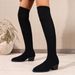 Women's Slimming Pointed Toe Over The Knee Sock Boots Mid Heel Elastic Plus Size Winter Style_vogvips.com