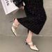 European And American Style Silver Niche Closed-toe Sandals For Women, New Spring/summer 2025 Pointed Toe Buckle_vogvips.com