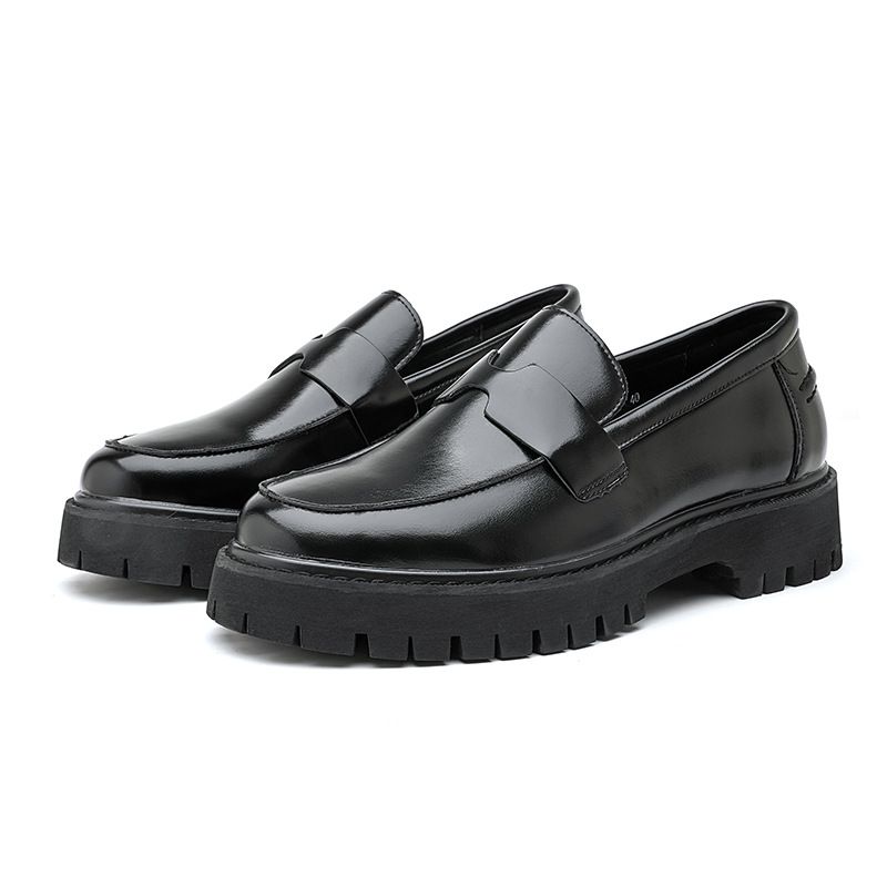 Large Men's Toe Shoes, Pointed Leather Shoes, Thick Soled Formal Wear, Business Casual Shoes, Loafers, Versatile Men's Shoes For The Workplace_vogvips.com