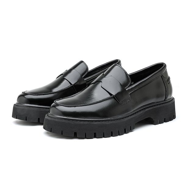 Large Men's Toe Shoes, Pointed Leather Shoes, Thick Soled Formal Wear, Business Casual Shoes, Loafers, Versatile Men's Shoes For The Workplace_vogvips.com