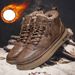 Men's Winter Snow Boots With Fleece Lining, Waterproof & Slip-Resistant Rubber Sole, Round Toe Casual Boots For Cold Weather Cotton Boots_vogvips.com