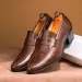 Men's Genuine Leather Slip-On Dress Shoes - Pointed Toe Formal Loafers (British Style Collection)_vogvips.com