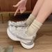 Silver White Mesh Height Enhancing Thick Soled Dad Summer New Breathable And Comfortable Casual Sports Shoes For_vogvips.com