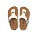 RUIZUSTOCK Unisex Fashion White Thong Sandals PU Leather Cork Footbed Flat Flip Flops With Adjustable Buckle_vogvips.com