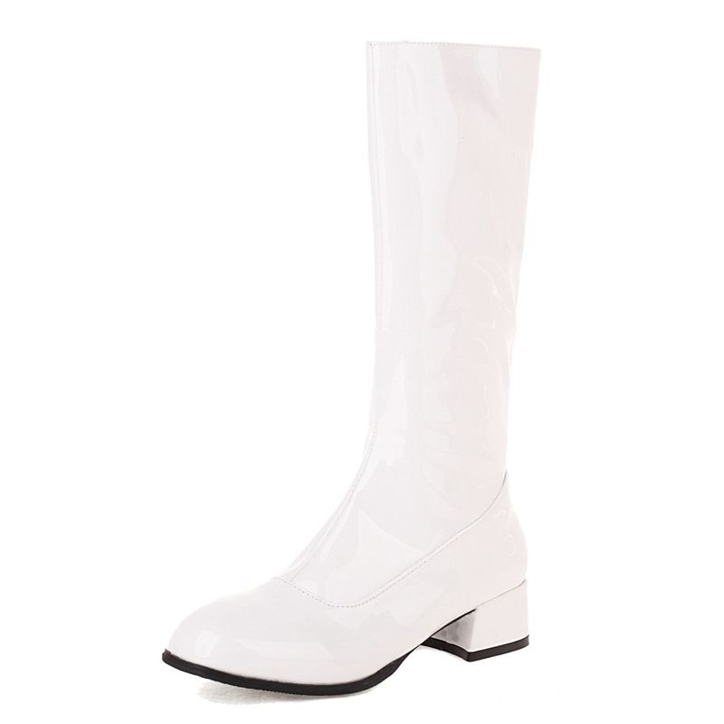 40-48 Large Size Shoes Winter New Women's Thick Medium Heel High Simple Boots_vogvips.com