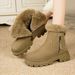 Warm Snow Boots For Women In Winter, Thickened Cotton Shoes With Plush, Women's Shoes With Soft Leather And Wool Integrated Short Boots_vogvips.com