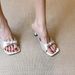 Women's Sandals With Thin Heels, Bow Strap Silver 2026 Summer New European And American Style Square-toed High-heeled_vogvips.com