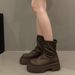 Thick-Soled British Style Martin For Women 2025 New Elastic Slim Versatile Slimming Wrinkled Pile Cigarette Boots_vogvips.com