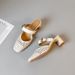 Woven Sandals Women's 2026 Summer New Models With Skirts French Square Head Thick Heel Hollow Outer Wear Bag Head Half Slippers_vogvips.com