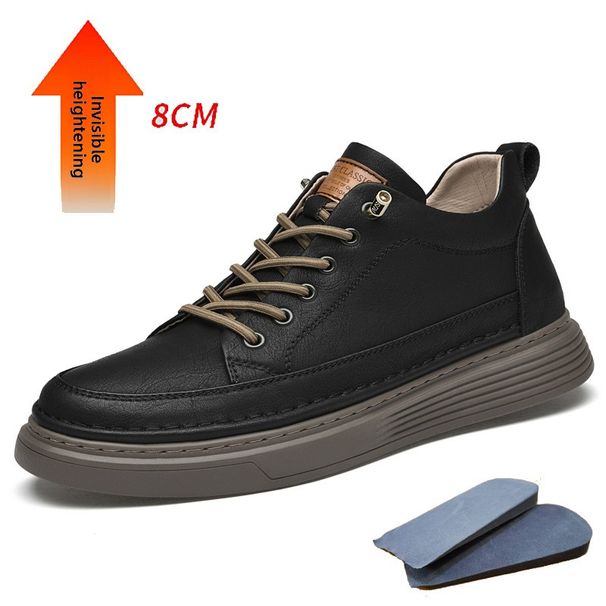 Men's Shoes Cowhide Platorm Heightening Board Shoes British Casual Leather Shoes Large Size Men's Shoes Low Top British Single Shoes_vogvips.com