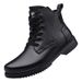Men's Medium Tube Martin Boots, Irst Layer Large Size Trendy Men's Leather Boots, Thick Sole Heightening High-top Tooling Shoes_vogvips.com