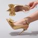 Butterfly Knot High Heel Patent Leather Elegant Sexy Pointed Toe Wedding Banquet Party Back Strap Sandals European And_vogvips.com