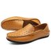 Bean Shoes Flat Men Hollow Leather Slip-on Casual Shoes_vogvips.com