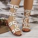 Foreign Trade Ready-to-ship Flat-soled Metal Buckle Hollow Sandals, 2026 Summer New Model, Cross-border Back-strap Roman_vogvips.com
