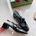 2026 Summer New Patent Top Quality Leather Double G Rhinestone Buckle Chunky Square Toe Closed Back Mid-Low Heel Women's Sandals_vogvips.com