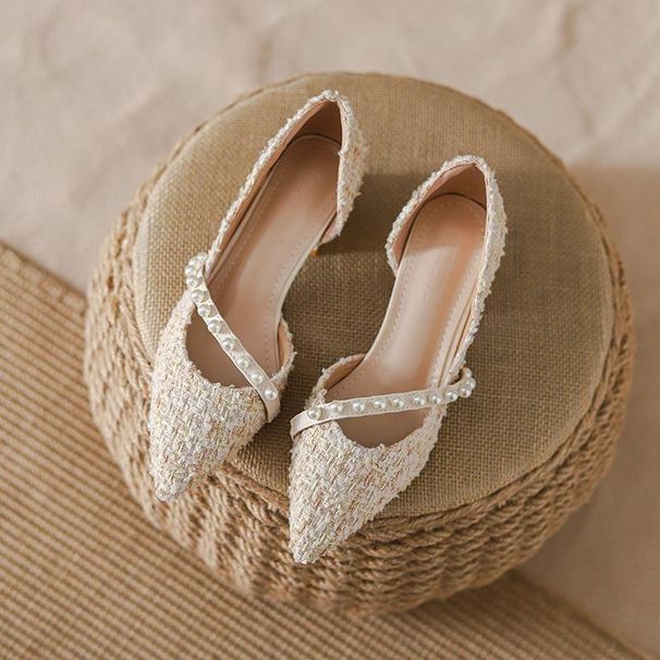 French Temperament Single Shoe Women's Spring 2025 New Item, Thick Versatile, Gentle Evening Style, Mid Heel Pointed_vogvips.com