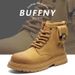 Martin Boots Men's Tooling Mountaineering Boots High-top Thick-soled Heightening Rhubarb Boots Locomotive Leather Boots_vogvips.com