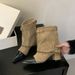 Mi Ting Little Fragrance Style Design Chunky Women's 2025 Autumn Winter Suede Mid Heel Short Wide Tube Pants Boots_vogvips.com