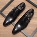 Voyage Fashion Men's British Pointed Toe Young Gentlemen Formal Buckle Monk Leather Top Layer Cowhide Suit Shoes Trendy_vogvips.com