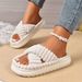 Plus-size Women's Thick-soled Cotton Slippers, Foreign Trade 2025 Winter Simple And Comfortable Home Cross-strap Furry_vogvips.com