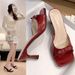 French Style High Heel Slippers For Women 2024 New Summer Outdoor Square Toe Stiletto One-Strap Bowknot Sandals_vogvips.com