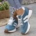 Plus Size Women's Chunky Sneakers With Breathable PU Upper Comfortable Low-Top Lace-Up Casual Shoes For Everyday Wear_vogvips.com