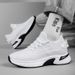 Inner Height-increasing Fly-woven Running Shoes, Platform Muffin Mesh Sneakers_vogvips.com