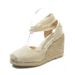 2020 Summer New Women's Wedge Heel Peep-Toe Sandals, Wish Bestseller, Large Size, Strappy, Straw-Woven, Rope Flat_vogvips.com
