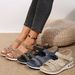 2025 New Plus Size Women's Summer Wedge Heel Soled Casual Sandals With Sequins, Rhinestones, Straight Stripes, Thick_vogvips.com